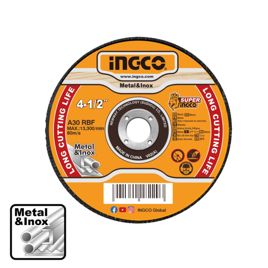 Δίσκος Κοπής Σιδήρου INOX 115mm x 1.0mm InGCO