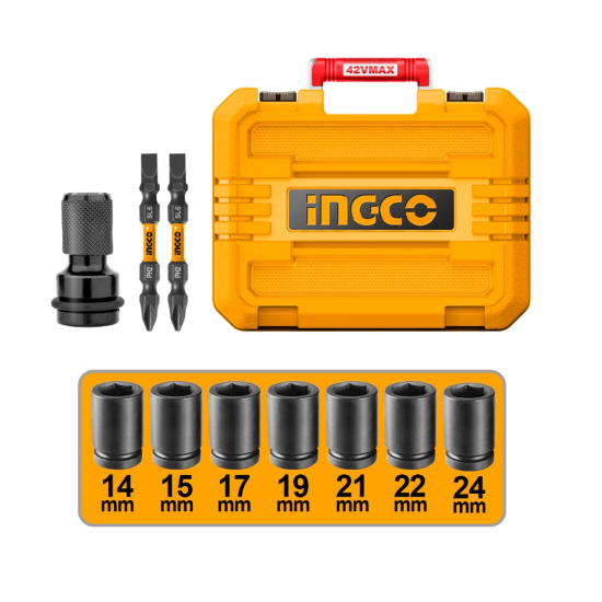 Μπουλονόκλειδο 600Nm Μπαταρίας 42V InGCO Set