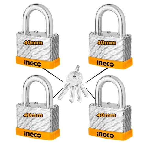 Λουκέτο-Κλειδαριά Ατσάλινη Set 40mm InGCO