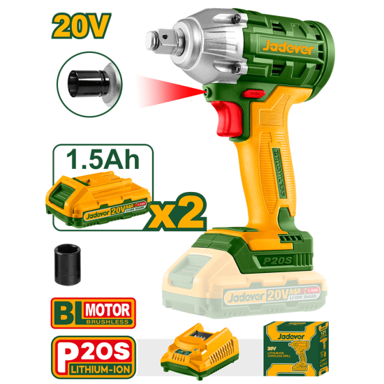 Μπουλονόκλειδο 300Nm Μπαταρίας 20V Jadever Set