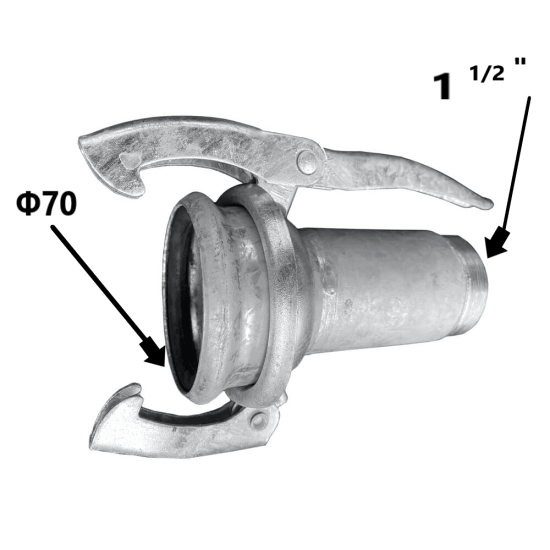Ταχυσύνδεσμος Perrot Θηλυκός Με Κλειδί Φ70x1 1/2" Αρσενικό Πάσο