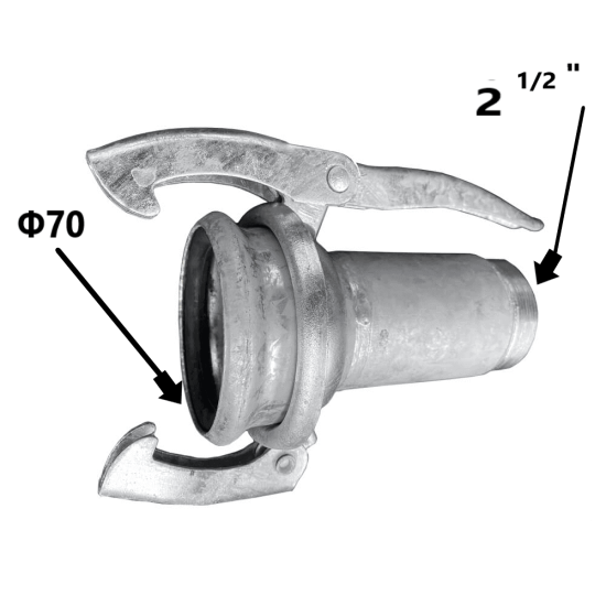 Ταχυσύνδεσμος Perrot Θηλυκός Με Κλειδί Φ70x2 1/2" Αρσενικό Πάσο