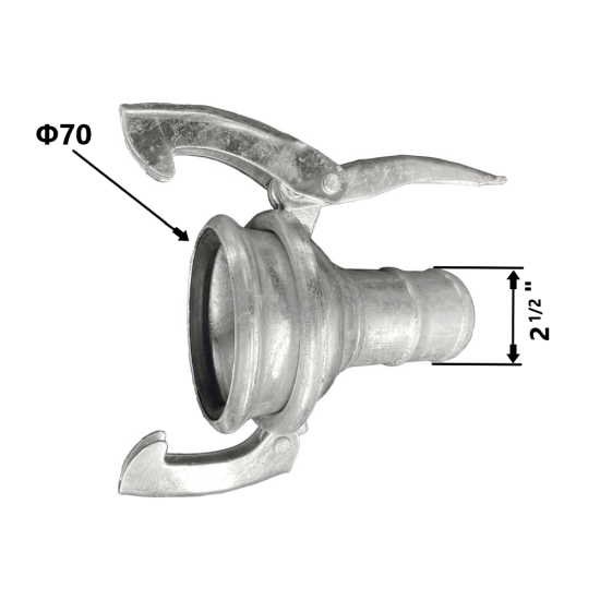 Ταχυσύνδεσμος Perrot Θηλυκός Με Κλειδί Φ70x2 1/2" Μάνικα