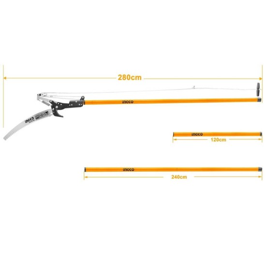 Εργαλείο Χειρός InGCO - Πριόνι & Ψαλίδι Κλαδέματος Τηλεσκοπικό 14"