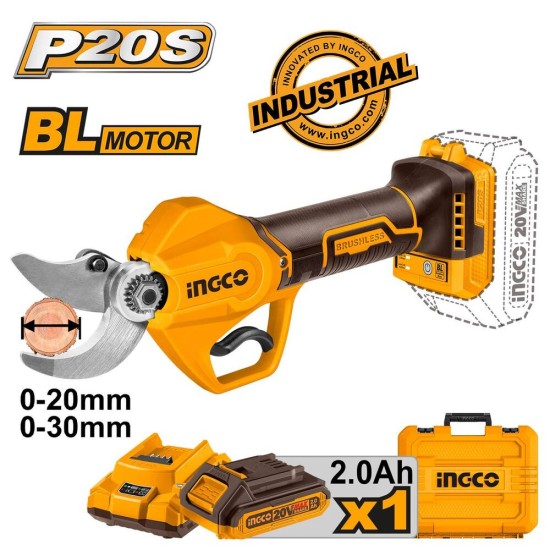 Ψαλίδι Κλαδέματος Μπαταρίας 20V InGCO Set